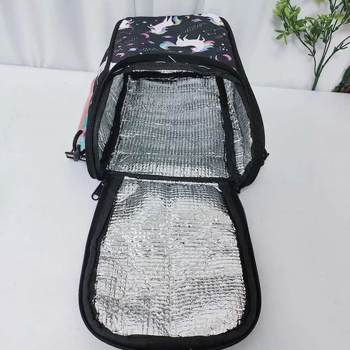 Personalised Printed Lunch Bag with Denim Waist Pouch Combo for Kids